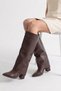 Coffee-Colored, with a Detailed Ankle Strap, Detachable Accessory, Pointed Toe, Heeled, Zip-Up Women’S Boots. - 2