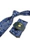 Navy Blue Paisley Pattern Classic Tie with Handkerchief Kk13129 - 3