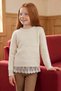Girls' Sweater with Ruffled Skirt and Crew Neckline
