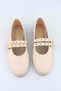 Beige Cream Color Studded Double Buckle Women's Ballerinas |   Daily Comfortable Flat Sole Mary Jane Shoes Fashion - 2