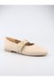 Beige Cream Color Studded Double Buckle Women's Ballerinas |   Daily Comfortable Flat Sole Mary Jane Shoes Fashion - 6