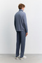 Men's Indigo Stand Collar Zippered Modal Blend Soft Touch Regular Fit Sweatshirt A62Y1271 - 4