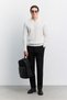 Men's Ecru Polo Collar Zippered Front Jacquard Long Sleeve Regular Fit Knitwear Sweater A62Y5023 - 8