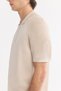 Men's Beige Polo Collar Zippered Rayon Blended Regular Fit Knitwear T-Shirt A61Y5009 - 5