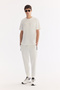 Men's White Elastic Waist Lace-Up Bi-Stretch Regular Fit Sweatpants B003400 - 6
