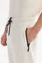 Men's White Elastic Waist Lace-Up Bi-Stretch Regular Fit Sweatpants B003400 - 2