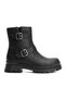 Zri̇n-2051-2014 Premium Black Buckle Flat Heel Buckle Zipper Daily Women's Boots - 2