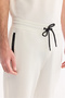 Men's White Elastic Waist Lace-Up Bi-Stretch Regular Fit Sweatpants B003400 - 8