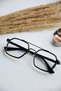 Henry 56 Ekartman Unisex Women's and Men's Black and Blue Light-Blocking Square Optical Glasses with Transparent Lenses.