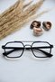 Henry 56 Ekartman Unisex Women's and Men's Black and Blue Light-Blocking Square Optical Glasses with Transparent Lenses. - 5