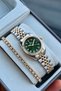 Original Women's Watch - 3 Atm Water Resistant - Gold, Silver, and Green Steel Strap - Japanese Movement - 2-Year Warranty - Stylish Gift Boxed Wristwatch Hmby2090C2 - 4