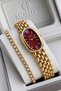 Original Women's Watch - 3 Atm Water Resistant - Gold Burgundy Steel Strap - Japanese Movement - 2 Year Warranty - Stylish Boxed Gift Watch Hmby2092C1 - 2