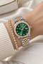 Original Calendar Women's Watch - 3 Atm Water Resistant - Gold, Silver, and Green Steel Strap - Japanese Movement - 2-Year Warranty - Stylish Gift Boxed Wristwatch Hmby2093C4