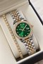 Original Calendar Women's Watch - 3 Atm Water Resistant - Gold, Silver, and Green Steel Strap - Japanese Movement - 2-Year Warranty - Stylish Gift Boxed Wristwatch Hmby2093C4 - 2
