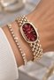 Original Women's Watch - 3 Atm Water Resistant - Gold Burgundy Steel Strap - Japanese Movement - 2 Year Warranty - Stylish Boxed Gift Watch Hmby2092C1