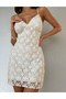 Rochie scurta, Ecru - 4