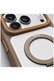 Apple iPhone 15 Compatible Case with Magring Stand Silicone Case Orange - 4