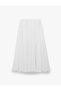 Cotton Poplin Flared Midi Skirt with Lace Pocket Detail
