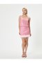 Sequin Sequined Mini Skirt High Waist Feather Detailed Slim Fit