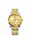 Aurelion Men’s Luxury Watch, Gold & Silver Stainless Steel Bracelet, Classic Roman Numeral Sunray Dial, Elegant Quartz Analog Wristwatch, Premium Watch Gift for Men, TM1007M