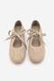 Women's Suede Textured Lace-Up Detailed Round Toe Mary Jane Sports Ballerina Sneaker Palivoy Beige Suede