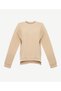Crew Neck Sweatshirt with Stitching and Slit Detail - 5