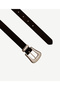 Patterned Leather Belt with Metal Buckle Detail - 2