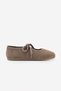 Women's Suede Textured Lace-Up Detailed Round Toe Mary Jane Sports Ballerina Sneaker Palivoy Mink Suede - 3