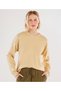 Crew Neck Sweatshirt with Stitching and Slit Detail - 3