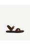 Padded Cross Leather Flat Sandals