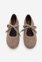 Women's Suede Textured Lace-Up Detailed Round Toe Mary Jane Sports Ballerina Sneaker Palivoy Mink Suede