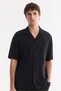 Men's Black Apaj Collar Viscose Blended Short Sleeve Comfort Fit Shirt A61Y2061 - 5