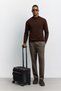 Men's Brown Plain Basic Half Fisherman Regular Fit Sweater B005152 - 8