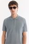 Men's Gray Polo Collar Zippered Easy Ü Tulle Enen Wrinkle-Free Regular Fit Knitwear T-Shirt A61Y5015 - 2