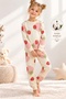 Girls' 100% Cotton Strawberry Patterned Pajama Set