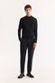 Men's Black Classic Waist Wool Blend Soft Touch Carrot Fit Pants A52Y3012