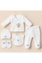 100% Cotton, with bow detail, stone-printed, 5-Piece Newborn Baby Hospital Discharge Set for Boys