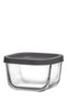 Cube Glass Storage Container Set of 2 Small Size 270 ml Square Gray Plastic with Lid (Breakfast) - 2