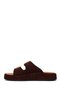 Women's Brown Double Buckle Thick Soled Suede Leather Slippers 26Pfd230210 - 4
