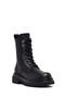 Women's Black Zippered Lace-Up Thick Soled Leather Boots Wf180013Dv - 7