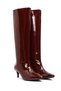 Women's Burgundy Short Thin Heeled Patent Leather Boots Wf550003Sr - 3