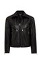 Vanessa Women Black Shirt Collar Short Oversized Leather Jacket 25Wgd5325U4 - 3