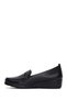 Women's Black Buckle Detailed Wedge Heeled Genuine Leather Loafer, Winter Shoes 25Afd4122Ft - 2
