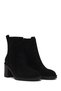 Women's Black Zippered Thick Heeled Suede Leather Boots Wf180028Ds - 2