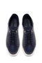 Men's Navy Blue Leather Sneakers with Thick Soles 26SFD676318 - 4