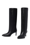 Women's Black Thin Heeled Leather Boots Af530006Dv - 8