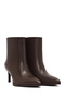Women's Brown Thin Heeled Leather Boots 25Wfd491418 - 5