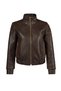 Della Women's Brown Knitted Patterned Short Leather Coat 26Sgd5643Al - 2