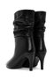 Women's Black Heeled Leather Boots Af210004Dv - 8