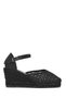 Women's Black Ankle Buckle Wedge Heeled Espadrilles 26Pfd20636F